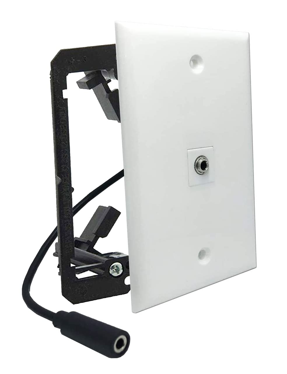 Photo 1 of *4 Pack* DIYTECH 3.5mm Stereo Headphone Wall Jack, Female to Female Audio Connectors, in-line Modular, with Extension Cable and Mounting Bracket, Aux Wall Plate