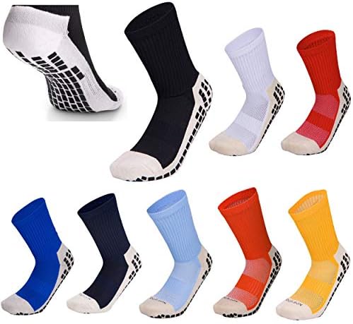 Grip Sox Anti Slip Football Socks Low Calf Non Slip Cushion Crew Sports Grip Socks with Gripping Rubber Pads for Football, Basketball, Soccer, Walking, Running Colour to fit UK size 5.5 to 11