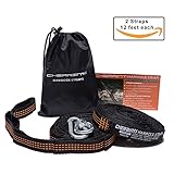 Extra Long Adjustable Hammock Tree Hanging Straps Set - No Stretch Suspension System Kit Hammock Accessories with Carabiners，Fits all Hammocks for Travel Camping Hiking (12FT,21 Loops)