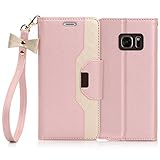 Galaxy Note 7 Case, Note 7 Case, FYY [Makeup Mirror] Premium PU Leather Samsung Galaxy Note 7 Wallet Case with Cosmetic Mirror and Bow-knot Strap Rose Gold+Gold