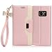 Galaxy Note 7 Case, Note 7 Case, FYY [Makeup Mirror] Premium PU Leather Samsung Galaxy Note 7 Wallet Case with Cosmetic Mirror and Bow-knot Strap Rose Gold+Gold