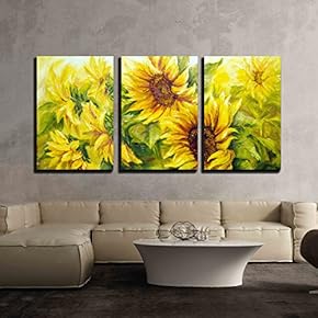 Sunflowers in Oil Painting Style x3 Panels