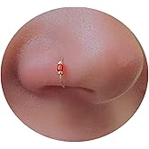 Dainty Red Gem Gold Nose Ring - Handmade 14k Gold Nose Piercing Hoop with a 2mm Red Gem - Thin 24 Gauge 7mm Gold Nose Hoop