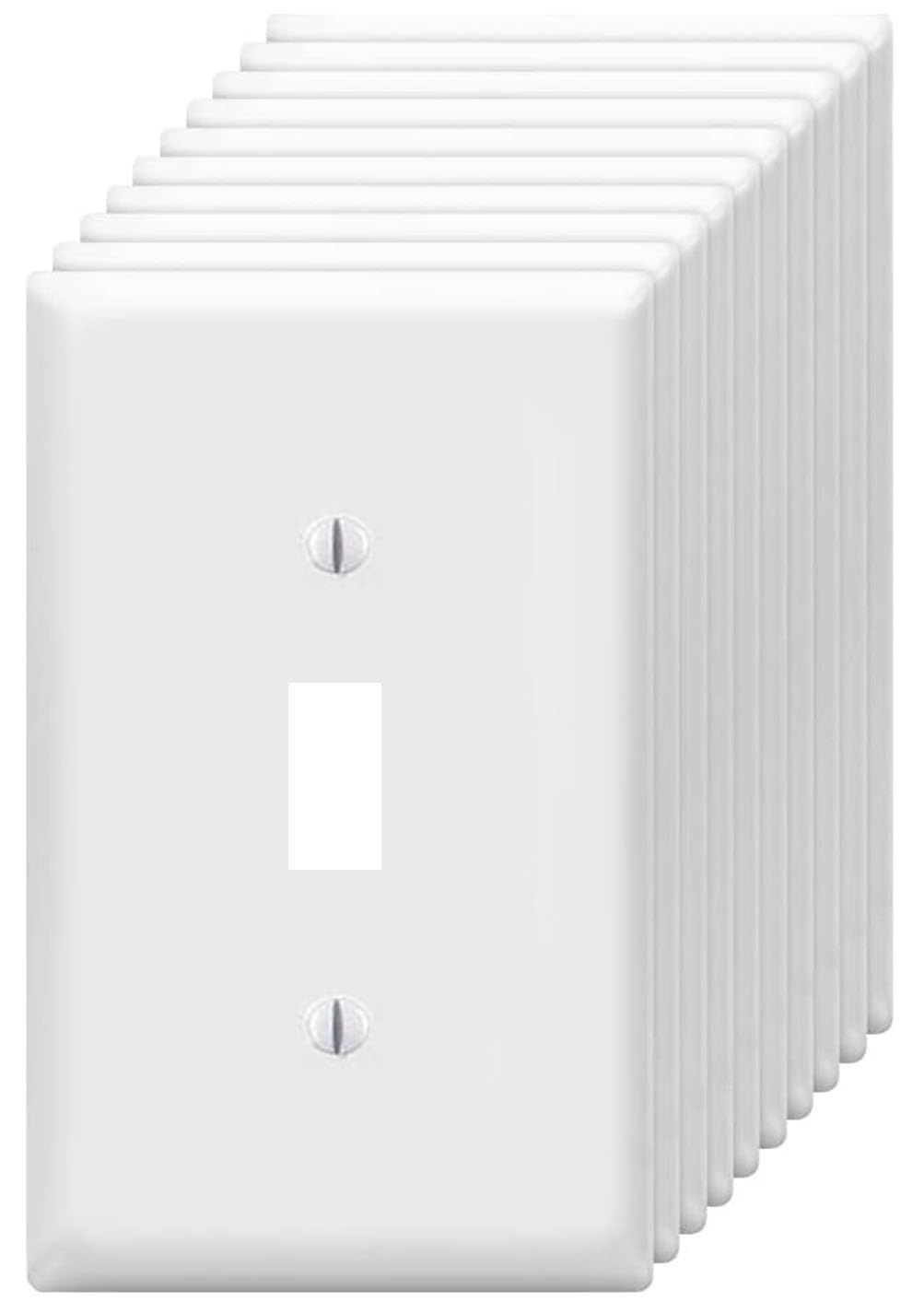 Photo 1 of Toggle Light Switch Wall Plates 1-Gang Switch Electrical Cover Plate Unbreakable Thermoplastic Faceplate, White (10 Pack)