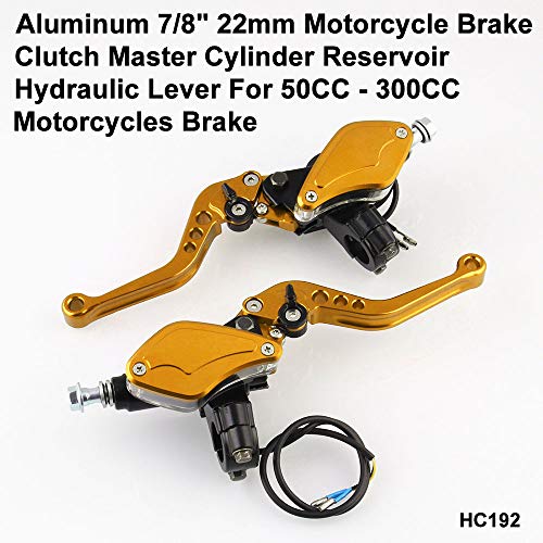 Zesion Motorcycle 7/8" 22mm Universal Hydraulic Brake Clutch Master Cylinder Reservoir Lever 1Pair (Color : Gold) - Thumbnail 5