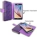 S6 Case, Galaxy S6 Case, Cellularvilla Galaxy S6 [wallet bag] Case, Pu Leather Flip [7 Card Slots] [Purse] Case, [Zipper Wallet] [Magnetic Detachable] Back Cover For Samsung Galaxy S6 (Purple)