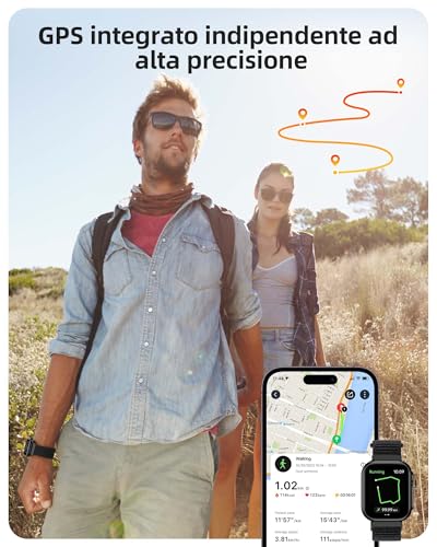 Parsonver Smartwatch for Men and Women with Integrated GPS, Bluetooth Calls | 30M Waterproof Smartwatch for Swimming, Fitness Tracker with Heart Rate, Sleep, Compatible Android iOS, Black