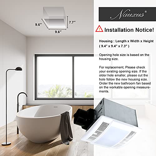 Ultra Quiet Bathroom Exhaust Fan with LED Light 90CFM 1.5 Sone Bathroom Ventilation Fan with ...