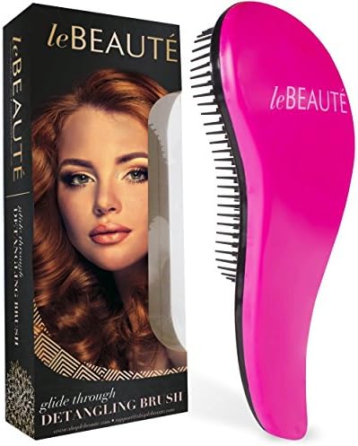 Le Beaute Detangling Hair Brush - Professional Salon Quality Wet and Dry Brush for Tangles w/ No Pain - Perfect For Thick, Wavy, Curly, or Thin Hair on Women, Girls and Kids - Pink