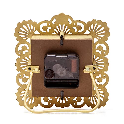 NIKKY HOME Vintage Table Clock, Shabby Chic Decorative Pewter Desk Clock Battery Operated for Living Room Bathroom Shelf, Yellow