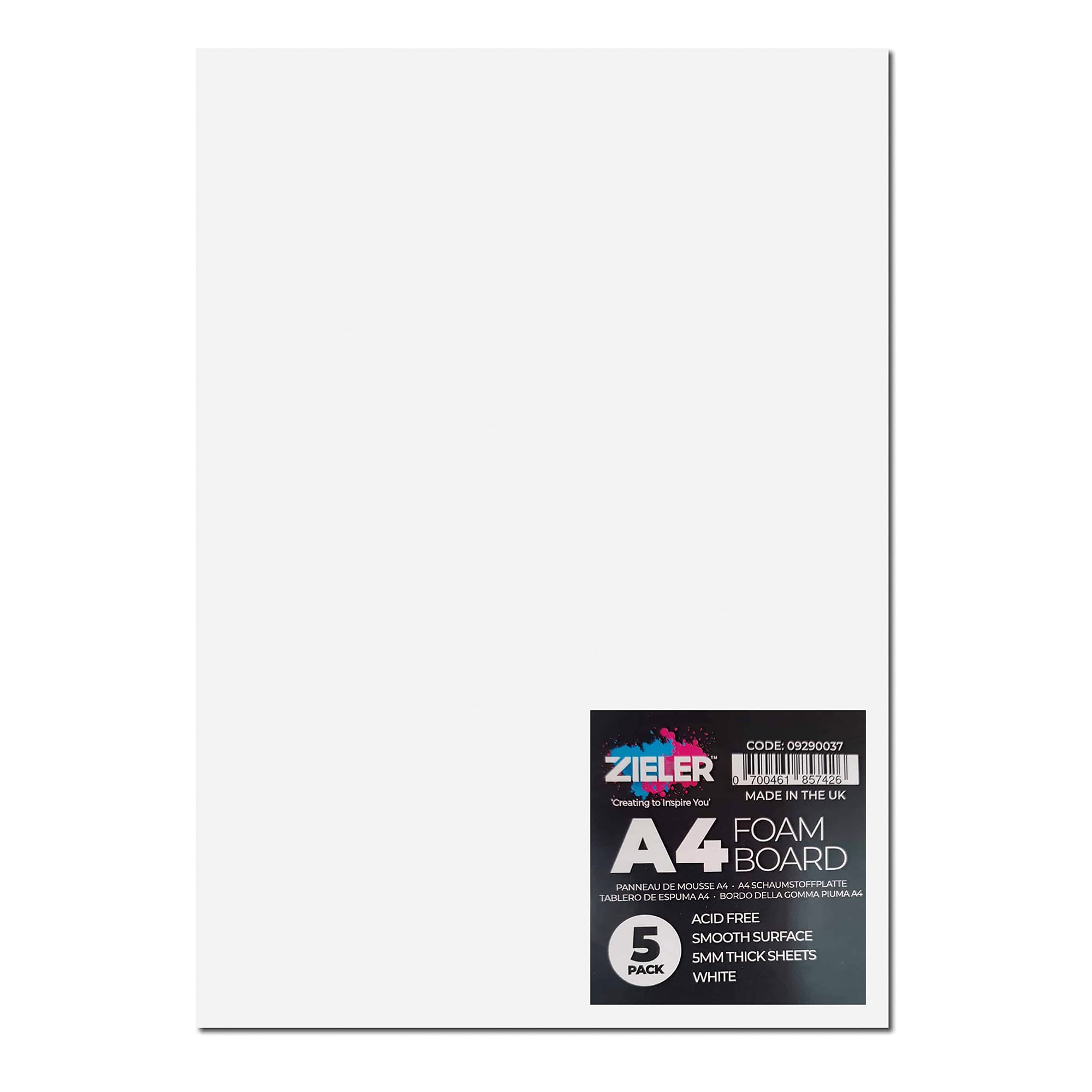 White Foam Board by Zieler® | 5mm Thick | High White (A4 (5 Sheets))