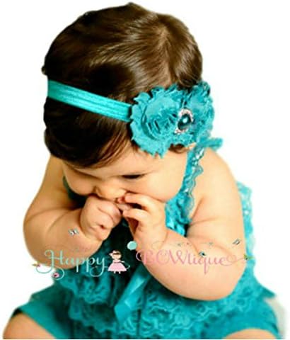 Baby Girl Teal Petti Lace Romper Set (Small, Teal)