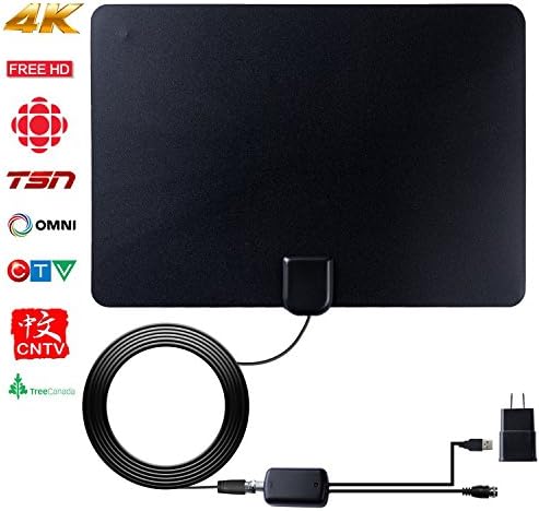 TV Antenna, SENQIAO Indoor Amplifier Digital HDTV Antenna 50 Miles Range with Detachable Amplifier Signal Booster,External Amplifier USB Power Supply,and 13 ft Coax Cable