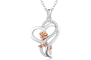 DESIMTION Mothers Day Gifts for Mom Sterling Silver Heart Rose Necklaces for Women,Birthday Jewelry Gifts for Her Girlfriend Wife Mom
