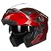 ILM Motorcycle Dual Visor Flip up Modular Full Face Helmet DOT 6 Colors Model 902 (XL, RED)