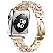 Handgear Band Compatible with Apple Watch, Handmade Classy Bling Crystal Rhinestone Diamond Bracelet Strap Replacement Band Series 7 6 5 4 3 2 1 Se (BD Gold, 38mm/40mm/41mm)
