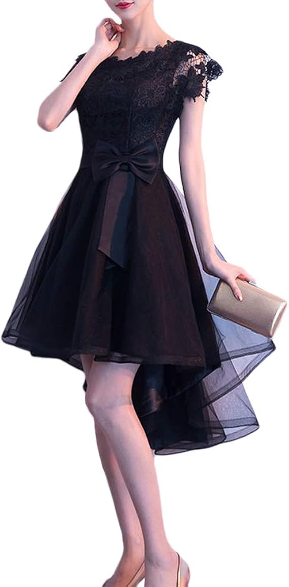 Amazon ワンピース レディース ドレス レース切替 アシンメトリー 結婚式 二次会 パーティー 披露宴 パーティードレス 通販