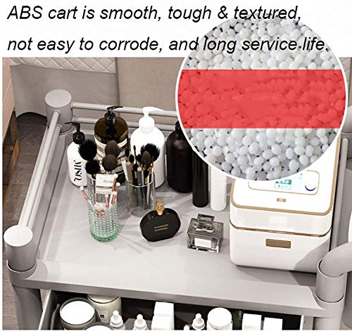 CART Household Medical Utility Carts Hand Trucks 3 Tier Medical Instruments Rolling Cart with Handle Dirt Bucket, Abs Beauty Salon Trolley with Brake Wheel, 100Kg Load, 98Cm Height Mobile Tool Cart