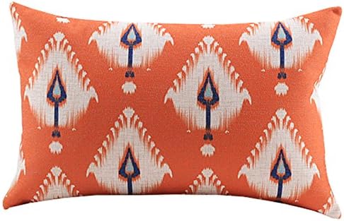 Ancase Cotton Linen Decorative Throw Pillow Case Cushion Cover Aboriginal Pattern Orange Rectangle 12" 20"