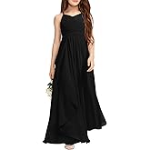 Imily Bela Girls A-Line Halter Dress Junior Bridesmaid Flower Girl Flowy Chiffon Maxi Dresses Wedding Party Pageant Gown