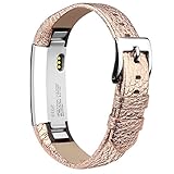 iGK Leather Replacemnt Bands Compatible for Fitbit Alta and Fitbit Alta HR, Genuine Leather Wristbands with Stainless Steel Buckle Rose Gold