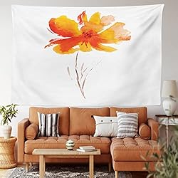 Ambesonne Watercolor Flower Tapestry, Single Poppy