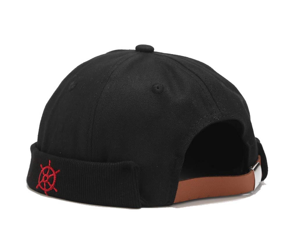 Zegoo Rudder Embroidery Pattern Sailor Cap Rolled Cuff Retro Brimless Hat