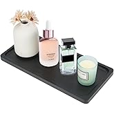 Bamboo Vanity Tray for Bathroom Sink, Counter, and Toilet Tank Top - Organizing and Decor Display Rack - Black Table Tray 11.8 x 6 x 0.7 inch