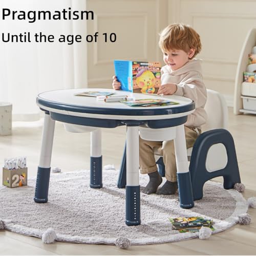 Multi Activity Table, Play Table and Building Blocks Toy, Study Table with Storage, with 1 Chair, Toddler Multi Activity Play Table, Double-Sided Tabletop