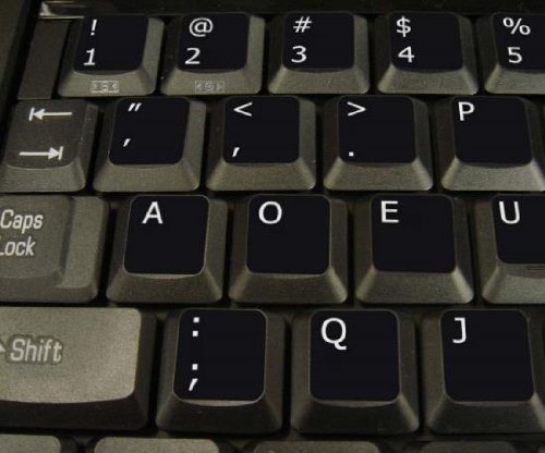 DVORAK SIMPLIFIED NON-TRANSPARENT KEYBOARD STICKERS BLACK BACKGROUND FOR DESKTOP, LAPTOP AND NOTEBOOK