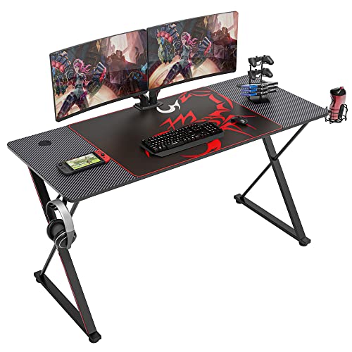 EUREKA ERGONOMIC Gaming Desk 55 Inch,PC Gaming Table, X Shaped Gaming