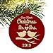 GRAPHICS & MORE Our First Christmas as Mr and Mrs 2022 Married Kissing Birds Red Background Wood Christmas Tree Holiday Ornament