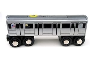 MUNI PALS Munipals New York City Subway Wooden Railway (B Division)–Child Safe and Tested Wood Toy Trains (N Train)