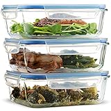 Superior Glass Meal Prep Containers - 3-Pack (35oz) BPA-Free Airtight Food Storage Containers with 100% Leak Proof Locking Lids, Freezer to Oven Safe Great on-The-go Portion Control Lunch Containers