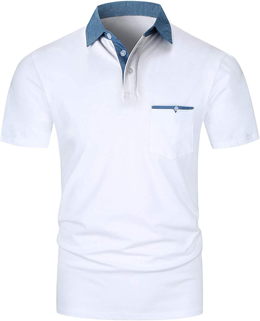 YIPINEU Mens Short Sleeve Polo Shirts Denim Golf Tennis T-Shirt