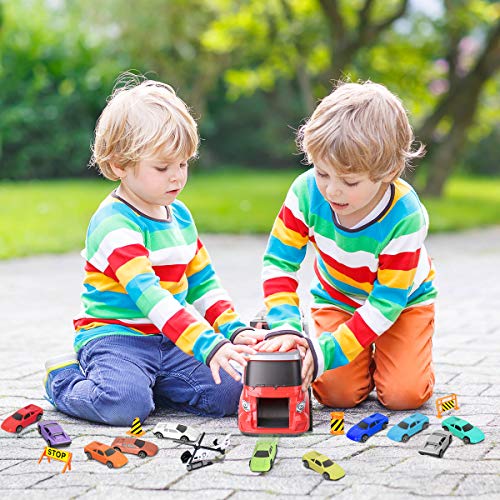 LOYO Toy Cars - Transport Car Carrier Truck 11 Die Cast Mini Race Cars Play Vehicles Toys Set Birthday Gift for Boys, Kids, Toddlers