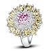 Psiroy Women's Statement Rings Fashion Jewelry 925 Sterling Silver Plated Simulated Pink Topaz Cluster Flower Ring Size 7
