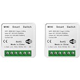 2 Pack HomeKit WiFi Relay Switch, Smart Mini Relay Wireless Light Switch Remote Control Voice Control Outlet Timer Work with Siri, Alexa and Google Assistant DIY Your Home 16 A