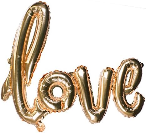Romantic Love Hand Written Script Balloon Banner Decoration, Great for Weddings, Bridal Showers, Anniversary, Vow Renewal &amp; More!, Champagne Rose Gold, X-Large, 38" Long