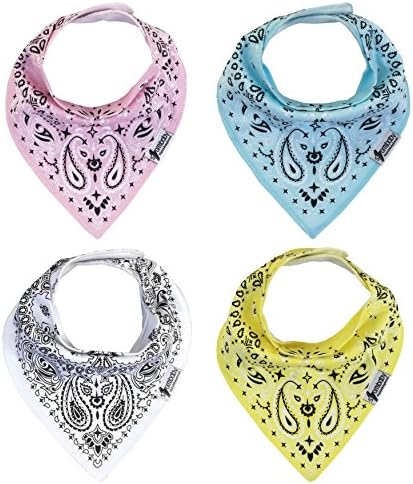 Baby Bandana Drool Bibs for Drooling and Teething 4 Pack Gift Set For Boys and Girls “Light Paisley” by Stormbaby