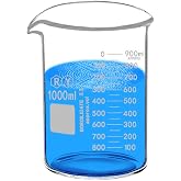 1000 mL Borosilicate Glass Low-Form Graduated Beaker | Reusable Construction, Approximate Scale, for Laboratory Measuring and Mixing