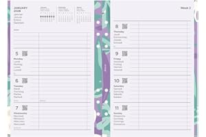 Filofax Calendar Diary Refill, A5 Size, Week-to-View, Illustrated Floral Diary Pack with Four-Color Print Design, Multilingua