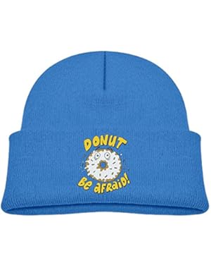 Kids Funny Donut Be Afraid Funny Dessert Casual Flexible Winter Knit Hats/Ski Cap/Beanie/Skully Hat Cap