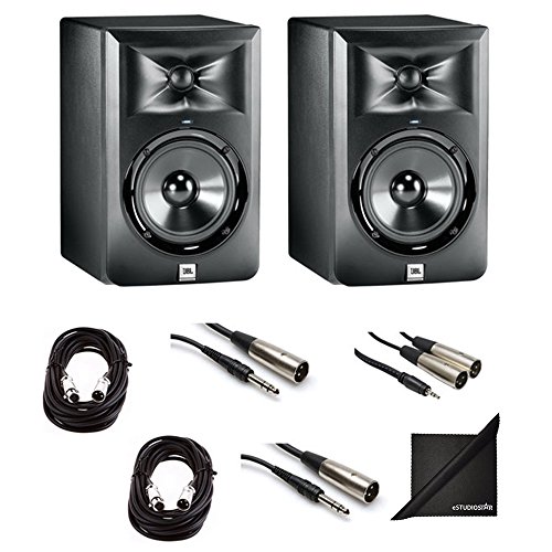 JBL LSR 305 Studio Monitor Pair with XLR for Mixing Boards, TRS to XLR for Interfaces, and 1/8 in. to XLR for Laptops...