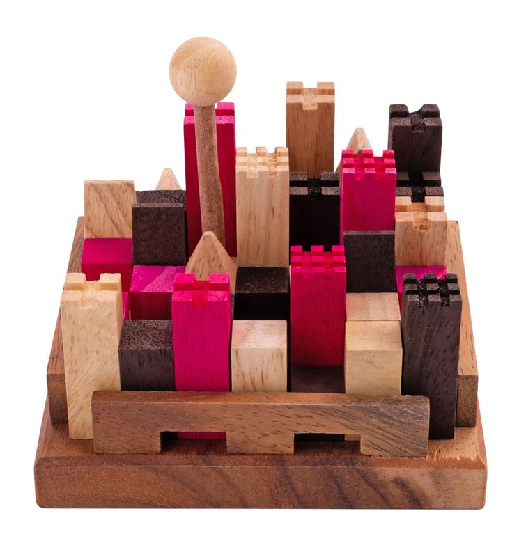 Engelhart - 350150- The Fortified Castle wooden brain teaser puzzle difficult level - 11 pieces - 13 combinations - from age 10 - eco-friendly