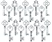Salome Idea Skeleton Key Set in Antique Silver (30 Keys) 3 Different Styles - Vintage Style Key Replicas (Small Size, Silver Color)