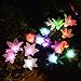 Outdoor Solar Garden Stake Lights - 2 Pack Solarmart Solar Powered Lights with 8 Lily Flower, Multi-color Changing LED Solar Stake Lights for Garden, Patio, Backyard (Purple and White)