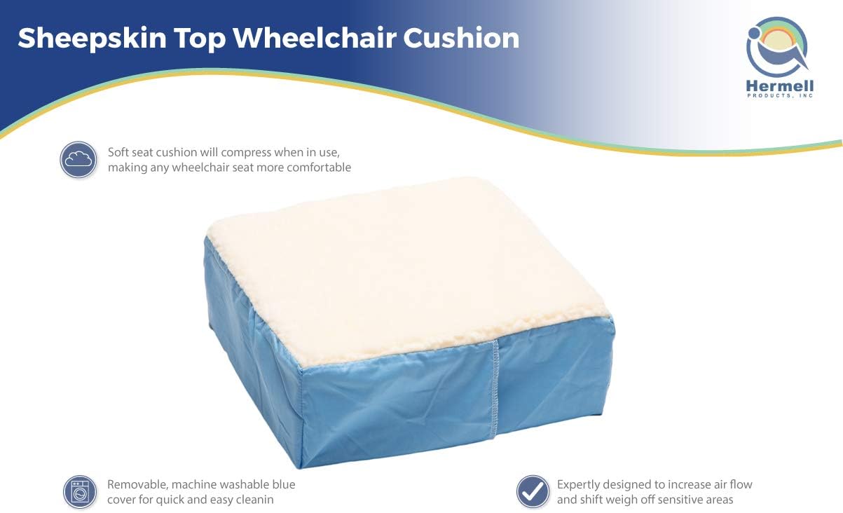 Hermell Extra Thick Sheepskin Top Wheelchair Cushion With Removable Cover: Health & Personal Care