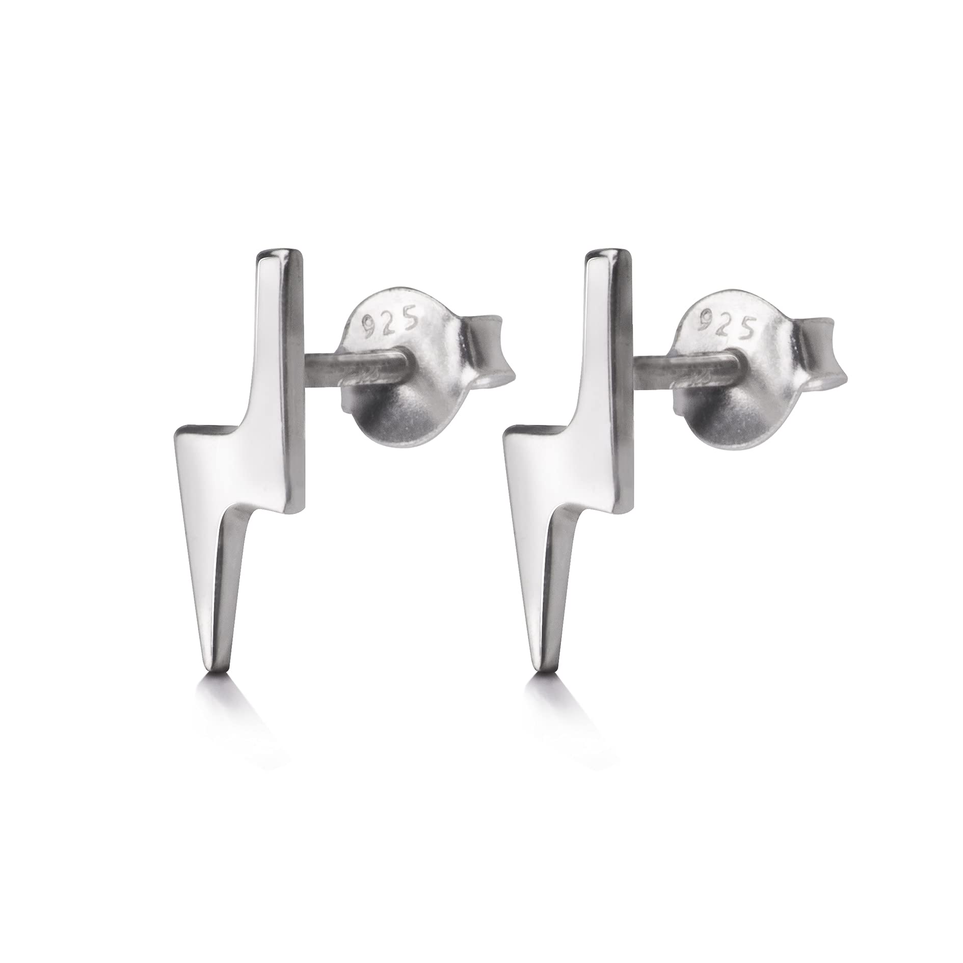 TJS 925 Sterling Silver Lightning Bolt Stud Earrings, Lightweight and Minimalist Earrings for Women, Small Lightning Bolt Studs, Perfect for Any Occasion, Jewelry for Everyday Wear