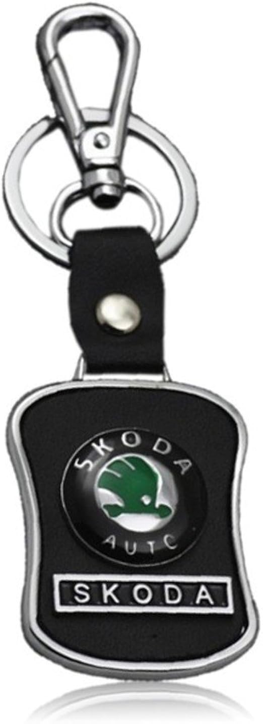 Asier Key Chain for Skoda Car Bike Black Leather Keychain Key Ring with